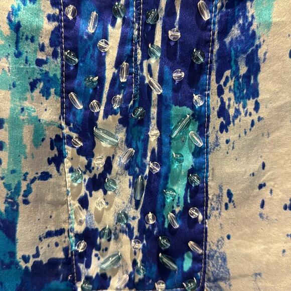 Soft Surroundings Pre loved like new 100% Silk print beaded Blouse very stylish. - Picture 4 of 9